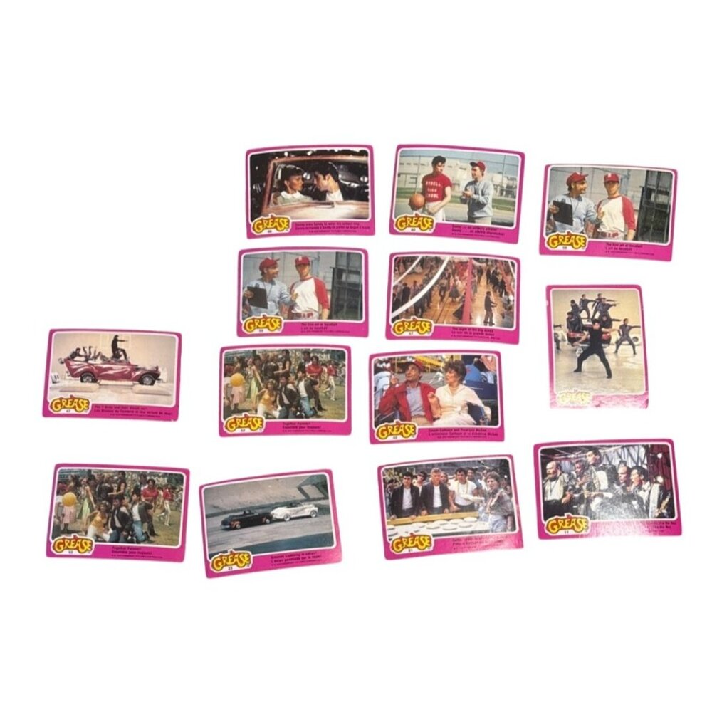 Vintage Grease 1978 Trading Cards Lot Of 13 Scenes & Characters Pink